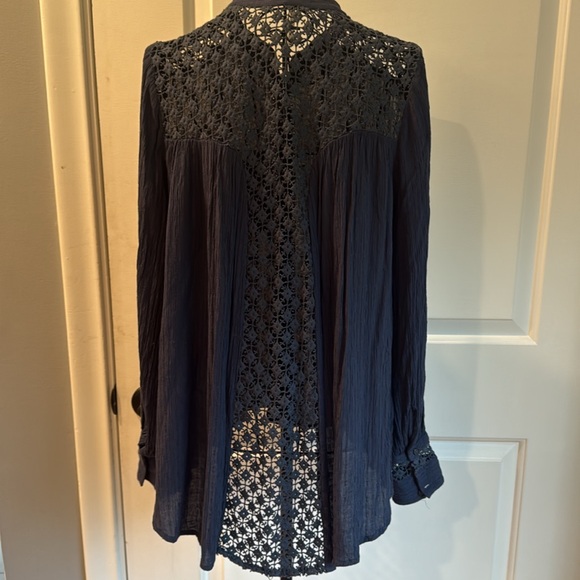 Free people oversized button down long sleeve lace blouse - Picture 6 of 6
